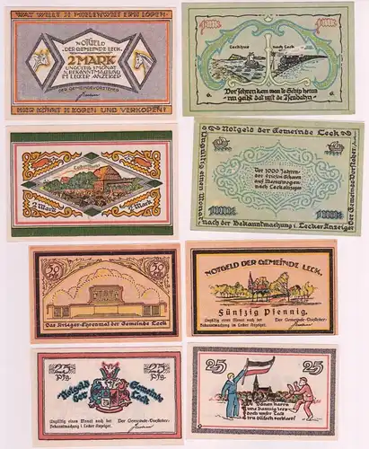 8 Banknoten Notgeld Gemeinde Leck (Ende 1921) (161042)