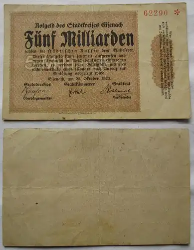 5 Milliarden Mark Banknote Stadtkreis Eisenach 25.10.1923 (162738)