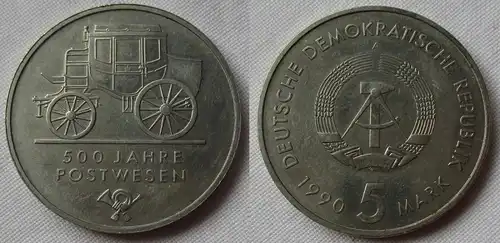DDR Gedenk Münze 5 Mark 500 Jahre Postwesen 1990 (161802)