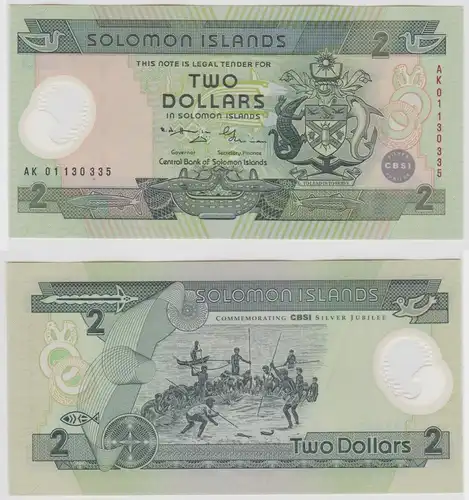 2 Dollars Banknote Solomon Islands bankfrisch UNC 2001 (137316)