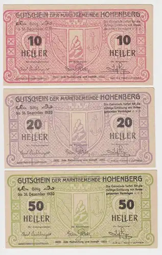 10, 20 und 50 Heller Banknote Hohenberg (137472)
