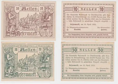 10 und 50 Heller Banknote Kefermarkt 10.04.1920 (137666)