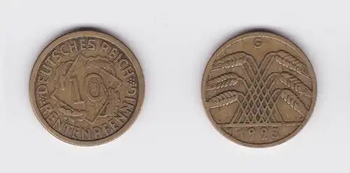 10 Rentenpfennig Messing Münze Deutsches Reich 1923 G, Jäger 309 (119908)
