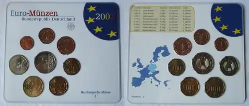 BRD KMS Kursmünzensatz Umlaufmünzenserie 2002 - J - Hamburg Stgl. (135125)