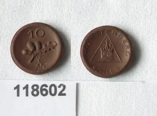 10 Pfennig Porzellan Not Münze Münsterberg Schlesien (118602)