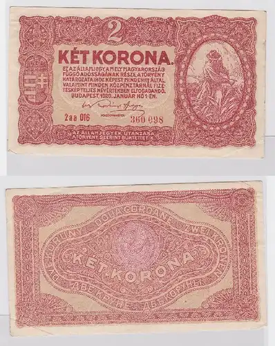 2 Kronen Banknote Ungarn 1.Januar 1920 (118185)