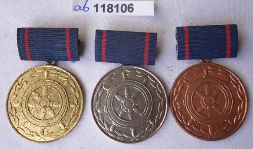 3 x DDR Medaillen für Seeverkehrswirtschaft Gold Silber & Bronze (118106)