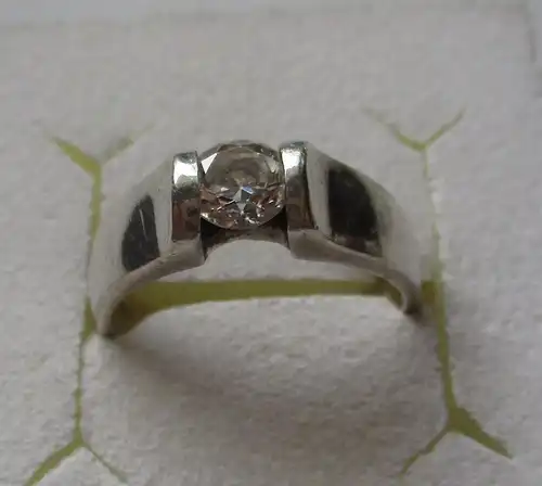 eleganter 925er Silber Damen Ring Schmuckring mit weißem Stein (161360)