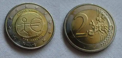 2 Euro Bi-Metall Münze Zypern 2009 10 Jahre Europäische Währungsunion (158594)