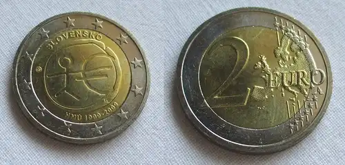 2 Euro Bi-Metall Münze Slowakei 2009 10 Jahre Europäische Währungsunion(158507)