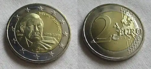 2 Euro Bi-Metall Münze Deutschland 2018 Helmut Schmidt 1918-2015 A (159327)