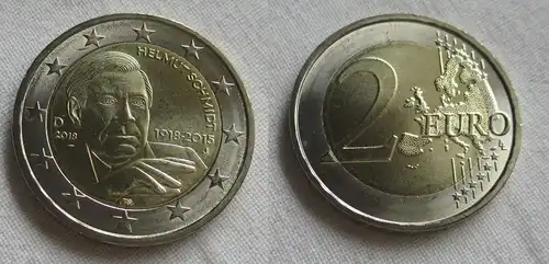 2 Euro Bi-Metall Münze Deutschland 2018 Helmut Schmidt 1918-2015 J (159328)