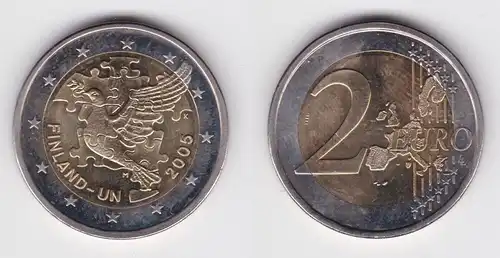 2 Euro Bi-Metall Münze Finnland 60 Jahre UNO 2005 Stempelglanz (116163)