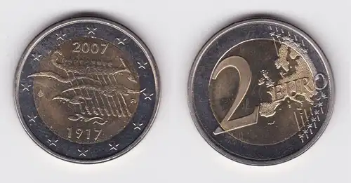 2 Euro Bi-Metall Münze Finnland 90 Jahre Unabhängikeit 2007 Stempelglanz(111067)