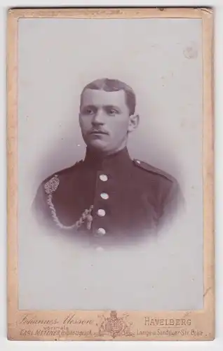 92805 Original Kabinett Foto Soldat Havelberg mit Schützenschnur um 1915