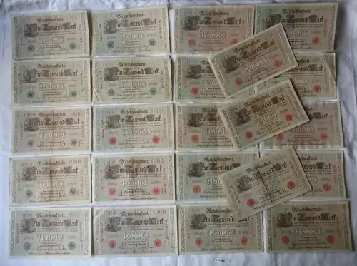 Sammlung 23x  1000 Reichsmark Banknoten 21.4.1910 versch. Buchstaben (118905)