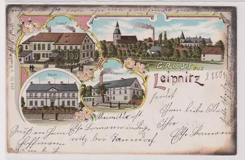 92917 Ak Lithographie Gruß aus Leipnitz Bäckerei, Gasthof usw. 1904