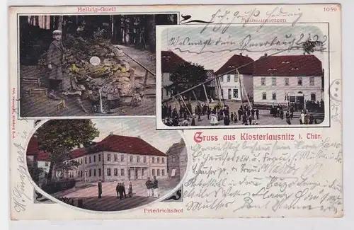 99164 Ak Gruß aus Klosterlausnitz in Thüringen Maibaumsetzen, Friedrichshof 1904