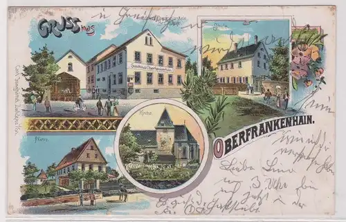 67612 Ak Lithographie Gruß aus Oberfrankenhain Gasthaus, Schule usw. 1900