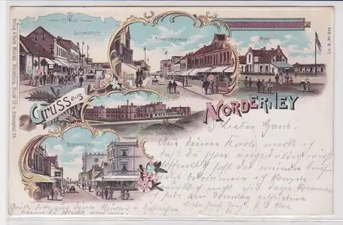 902148 Ak Lithographie Gruß aus Norderney Molkerei, Seehospiz usw. 1899