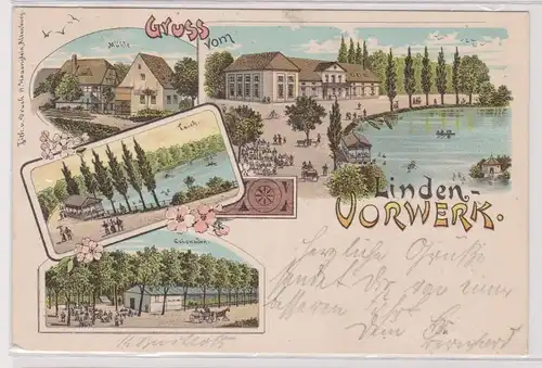 82586 Ak Lithographie Gruß vom Gasthof Linden Vorwerk bei Kohren 1900