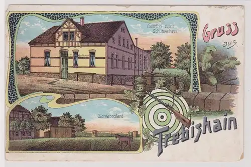 50546 Ak Lithographie Gruß aus Trebishain Gasthof zum Schützenhaus 1910