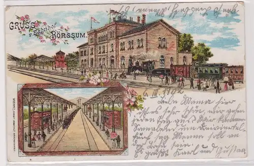 99924 Ak Lithographie Gruß vom Bahnhof Börssum 1902