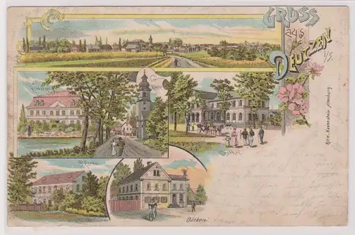 47505 Ak Lithographie Gruß aus Deutzen Gasthof, Bäckerei usw. 1901