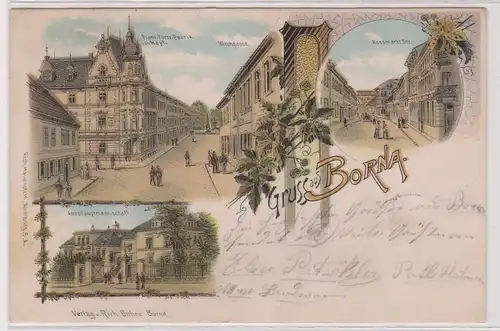 53611 Ak Lithographie Gruß aus Borna Piano Forte Fabrik usw. 1903