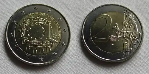 2 Euro Gedenkmünze Frankreich 30 JAHRE EUROPAFLAGGE 2015 Stgl. (158328)