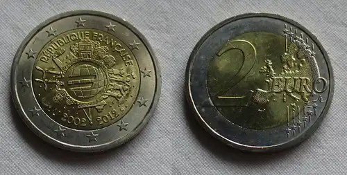 2 Euro Gedenkmünze Frankreich 10 Jahre Euro Bargeld 2012 Stgl. (158194)