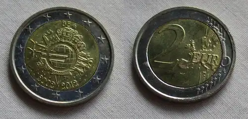 2 Euro Gedenkmünze Belgien 10 Jahre Euro Bargeld 2012 Stgl. (158240)