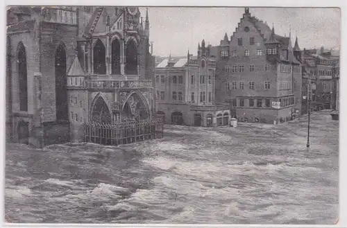 48331 Ak Hochwasserkatastrophe Nürnberg 5.2.1909 Hauptmarkt mit Liebfrauenkirche