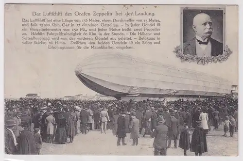 53714 Ak Das Luftschiff des Grafen Zeppelin bei der Landung 1909