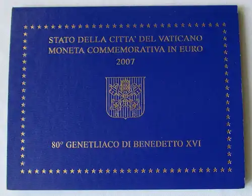 Vatikan 2 Euro 2007 80. Geburtstag Pabst Benedikt Blister/Folder Stgl. (158784)