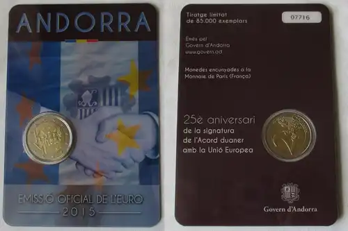 Andorra 2 Euro 2015 "Zollunion mit EU" Blister/Folder Stgl. (158202)