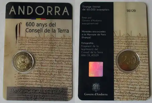 Andorra 2 Euro 2019 Consell de la Terra Blister/Folder Stgl. (158066)