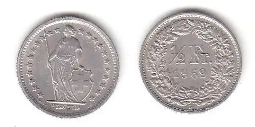 1/2 Franken Nickel Münze Schweiz 1969 B (114174)