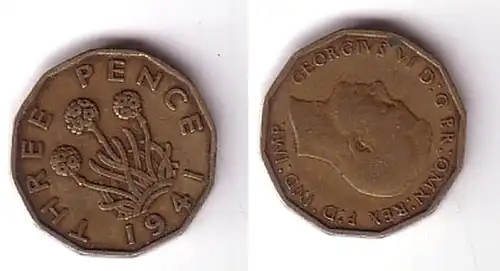 3 Pence Messing Münze Großbritannien 1941  (111768)