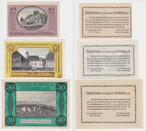 10, 20 und 50 Heller Banknote St. Stefan a.W. (146050)