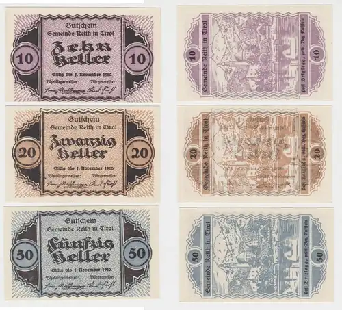 10, 20 und 50 Heller Banknoten Reith Tirol (154505)