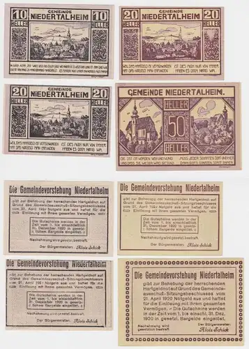 10 und 50, 2x 20 Heller Banknote Niedertalheim (144257)