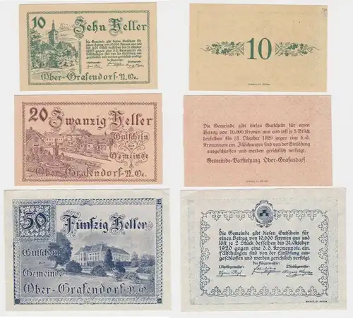 10, 20 und 50 Heller Banknote Ober-Grafendorf (148525)