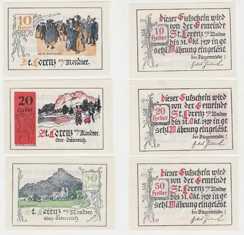 10, 20 und 50 Heller Banknote St. Lorenz am Mondsee (148771)