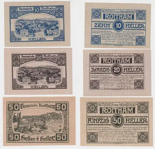 10, 20 und 50 Heller Banknote Roitham (154539)
