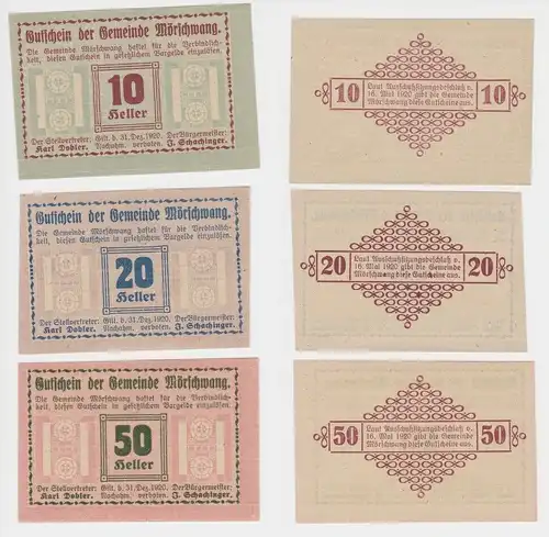 10, 20 und 50 Heller Banknote Mörschwang (142281)