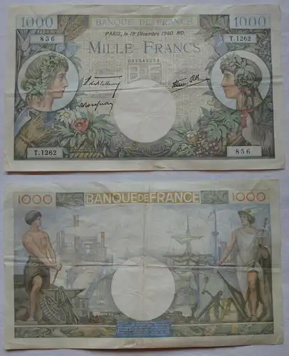 1000 Franc Banknote Frankreich 19.12.1940 Pick 96 (153766)