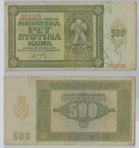 500 Kuna Banknote Kroatien 26.05.1941 Pick 3 (153273)