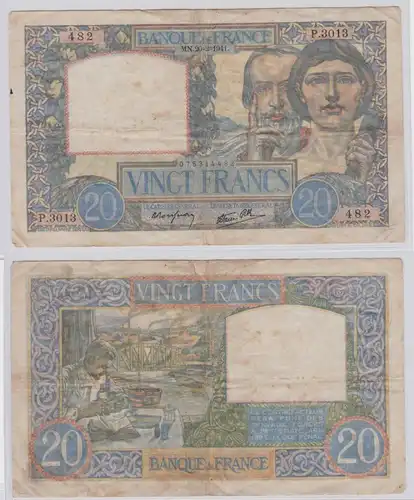 20 Franc Banknoten Frankreich 1941 Pick 92b (153831)