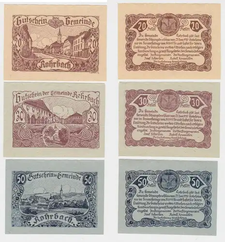20, 30 und 50 Heller Banknote Rohrbach (154726)